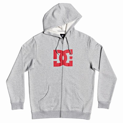 DC Star Zip-Up Men's Grey Sweatshirts & Hoodies Australia Sale MJZ-053